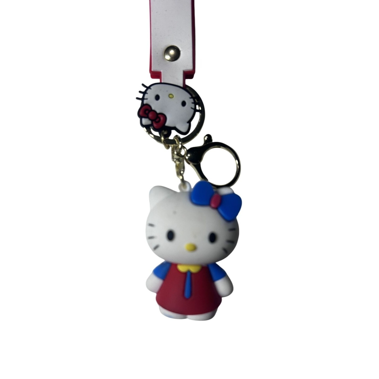 Hello Kitty Rubber Keychain With Red  Pink Strap